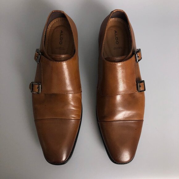 Like New Men's Brown Double Monkstrap Leather Dress Shoes - Picture 4 of 8